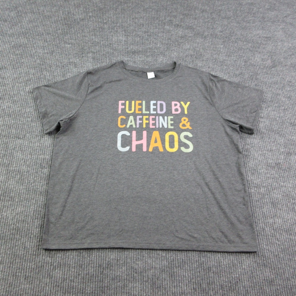 Fueled By Caffeine & Chaos Shirt Mens 3XL Gray DIGIPRINT APPAREL Graphic Tee